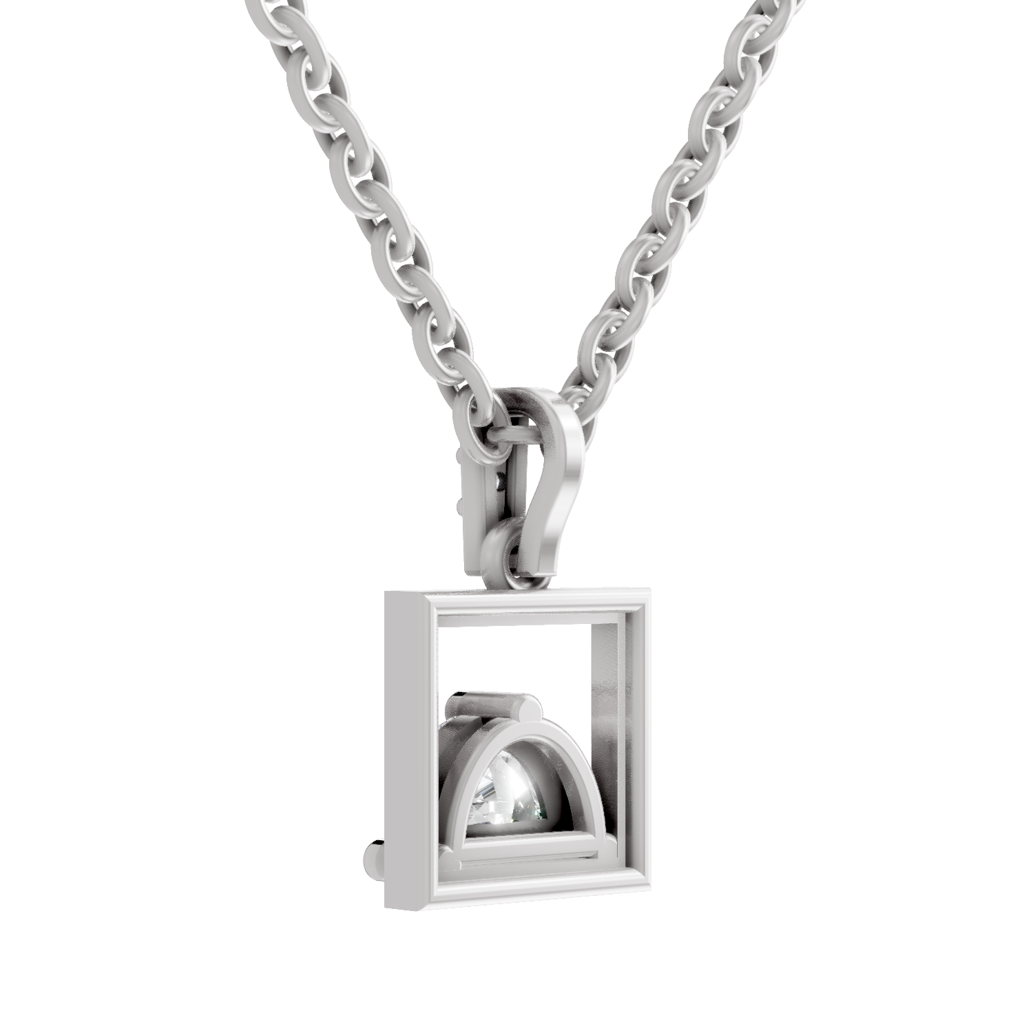 0.29 Carat Half-Moon Frame Pendant | 14K White Gold