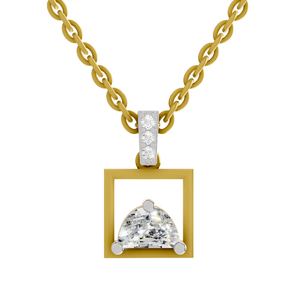0.29 Carat Half-Moon Frame Pendant | 14K Yellow Gold