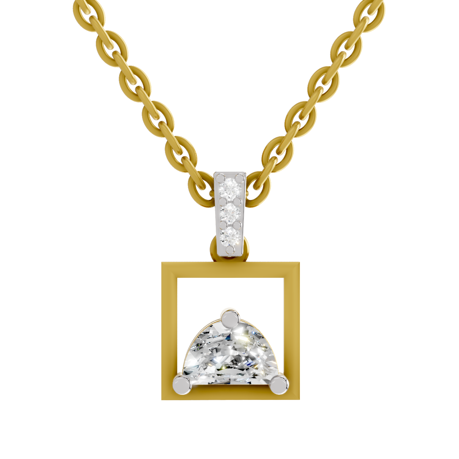 0.29 Carat Half-Moon Frame Pendant | 14K Yellow Gold