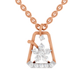 0.25 Carat Round Shape Blossom Frame Pendant | 14K Rose Gold