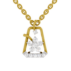 0.25 Carat Round Shape Blossom Frame Pendant | 14K Yellow Gold
