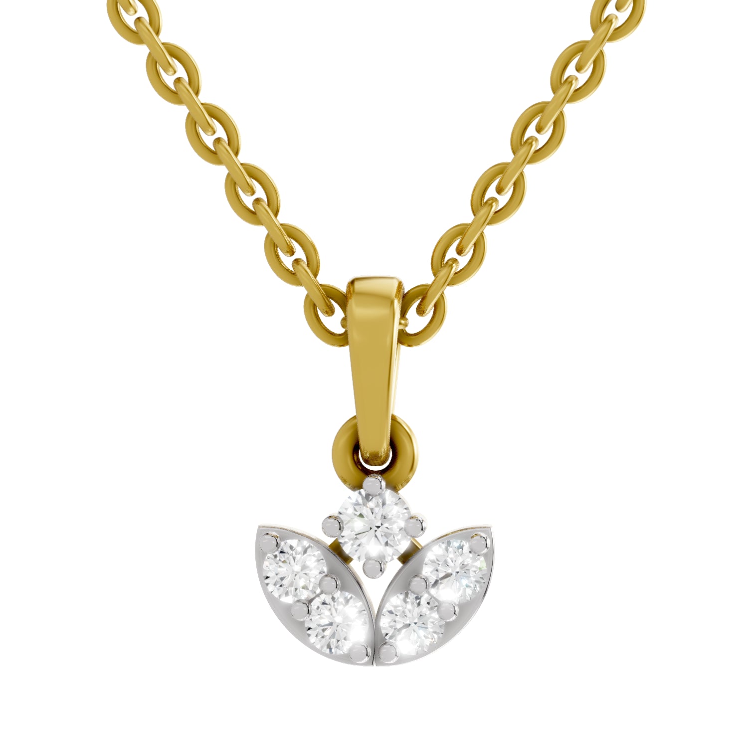 0.25 Carat| 925 Sterling Silver Gold Plated Mini Lotus Pendant Necklace