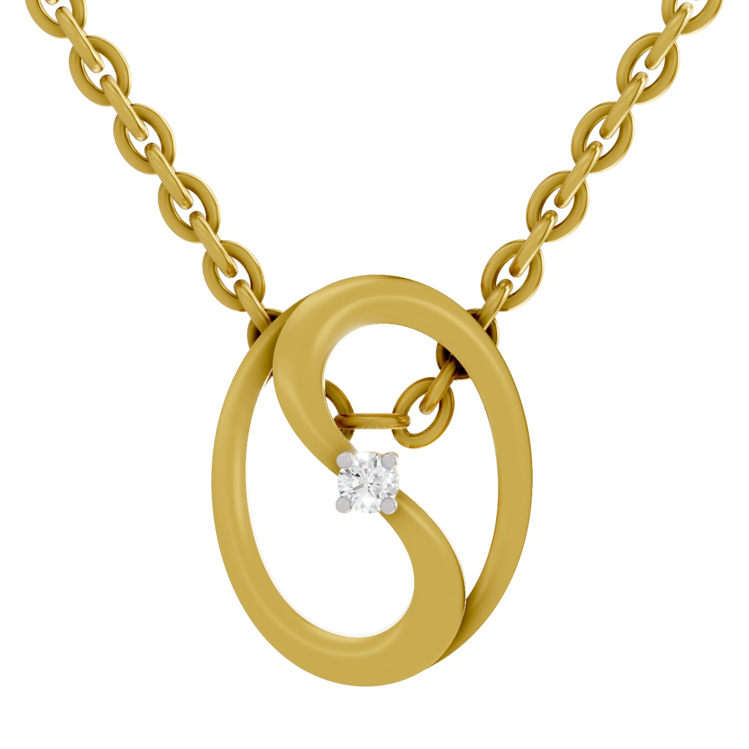 0.02 Carat| 925 Sterling Silver Gold Plated Celestial Loop Pendant Necklace