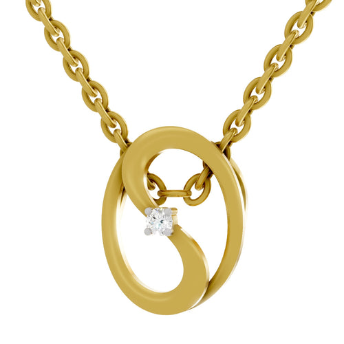 0.02 Carat 925 Sterling Silver Gold Plated Celestial Loop Pendant With Chain
