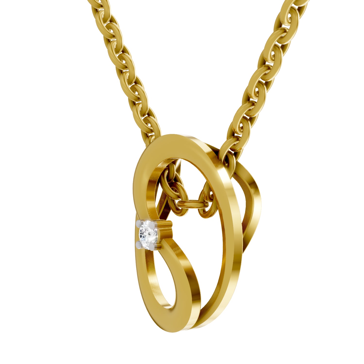 0.02 Carat| 925 Sterling Silver Gold Plated Celestial Loop Pendant Necklace
