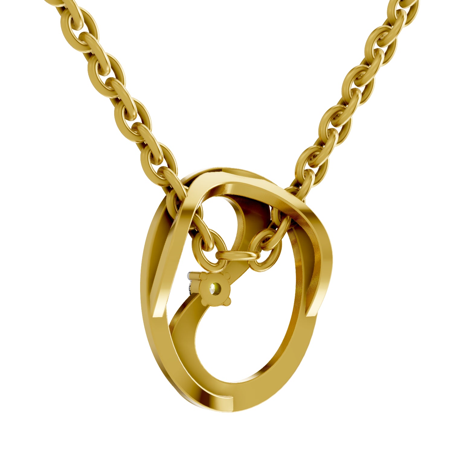 0.02 Carat| 925 Sterling Silver Gold Plated Celestial Loop Pendant Necklace