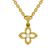 0.02 Carat| 925 Sterling Silver Gold Plated Floral Pendant Necklace