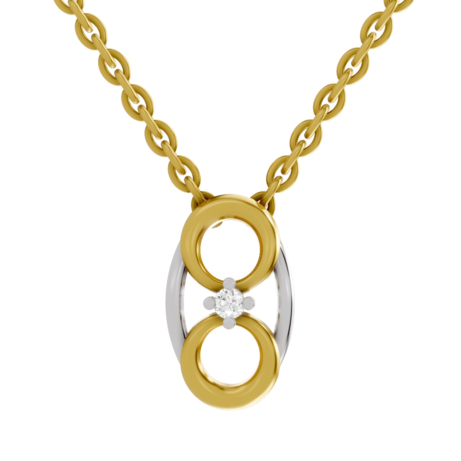 0.01 Carat| 925 Sterling Silver Gold Plated Fashion Pendant Necklace