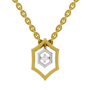 0.02 Carat| 925 Sterling Silver Gold Plated Hexagon Shield Pendant Necklace