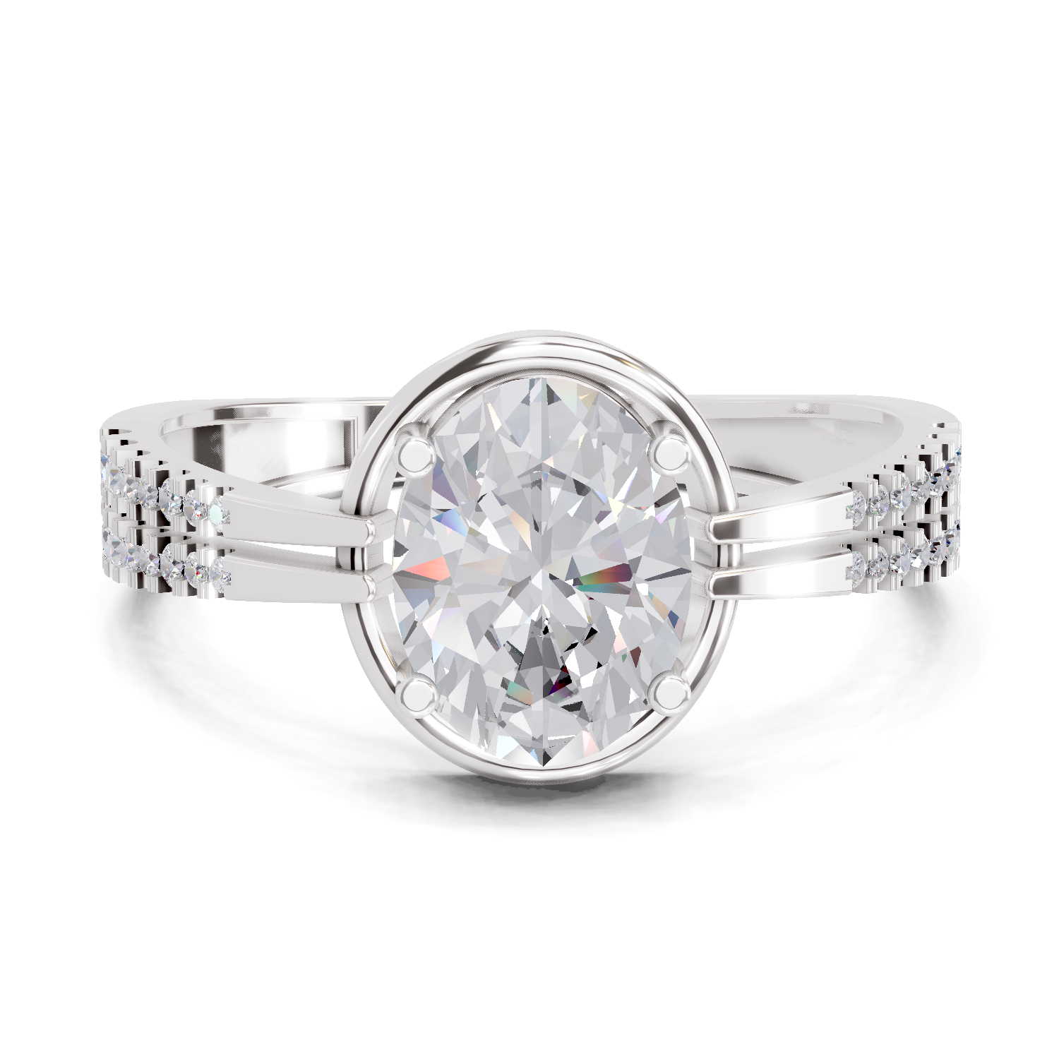 1.39 Carat Celeste Oval Promise  Engagement Ring | 14K White Gold