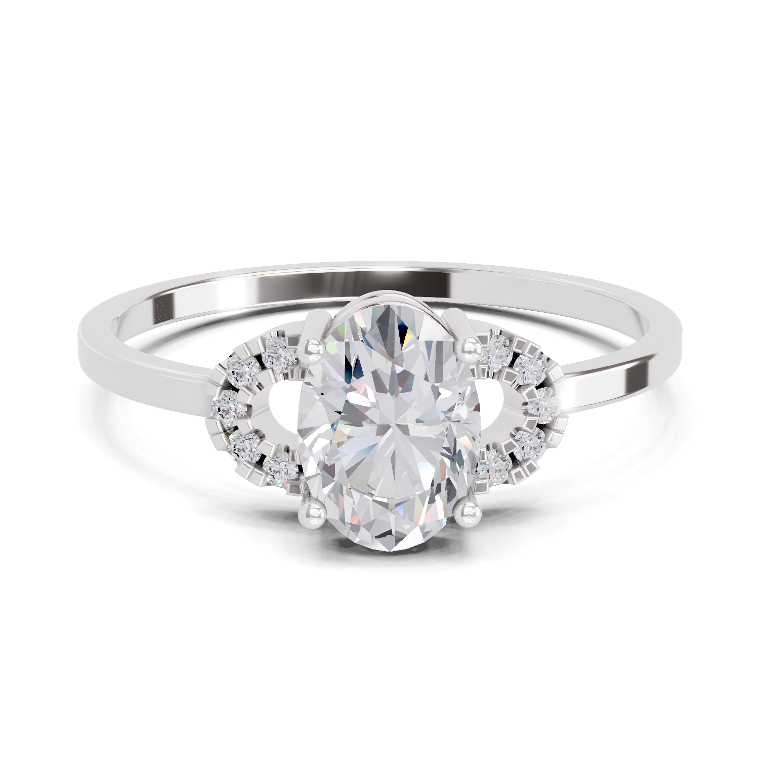 1.11 Carat Lunar Halo Promise  Engagement Ring | 14K White Gold