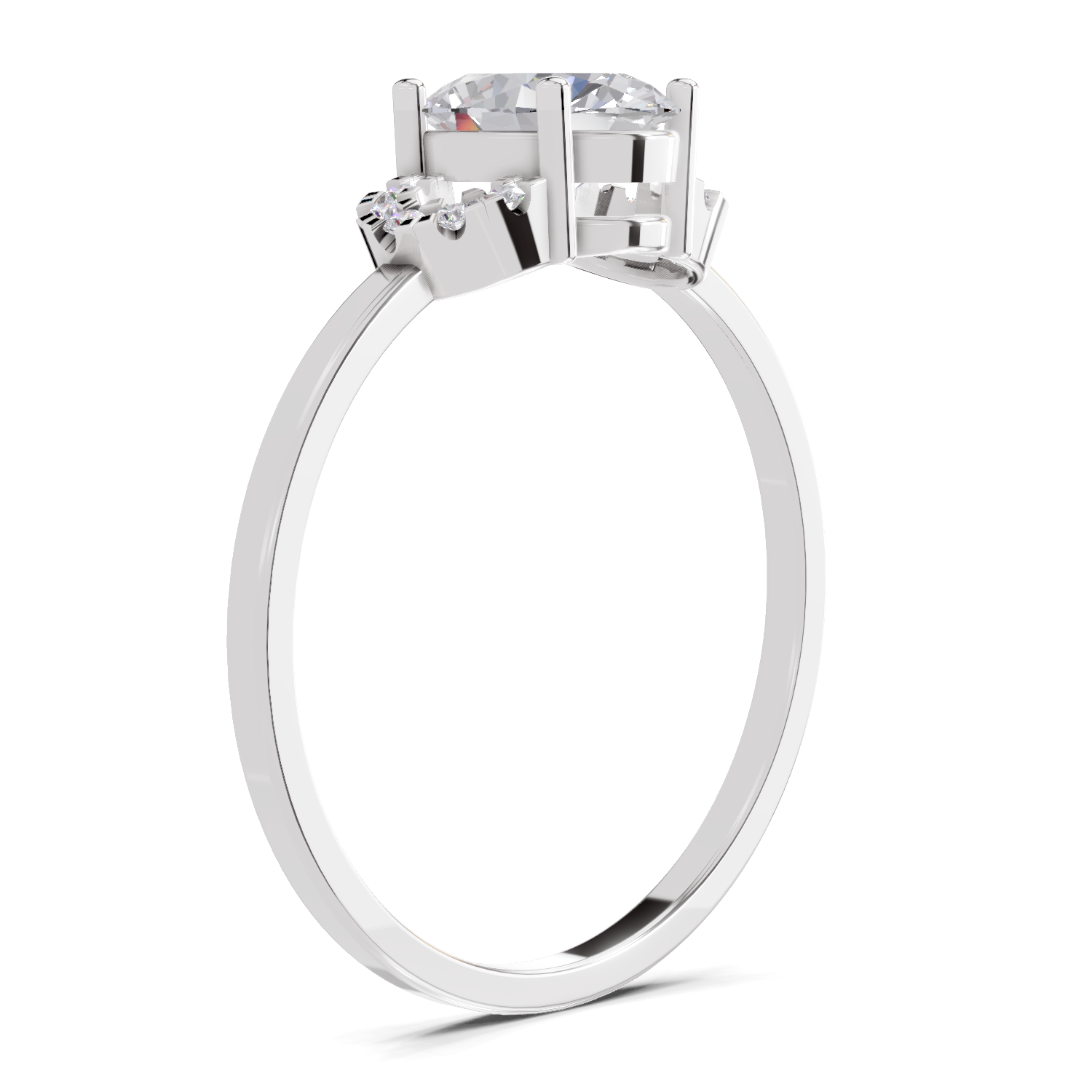 1.11 Carat Lunar Halo Promise  Engagement Ring | 14K White Gold