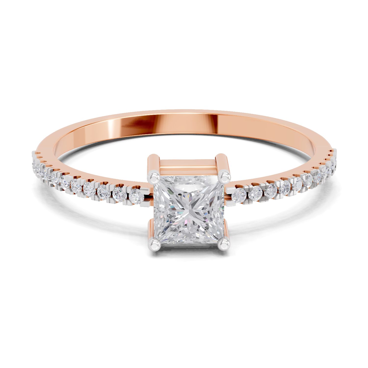 Sparkles Lab Grown Diamond 0.33 Princess Halo Grace Ring| 14K Rose Gold