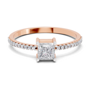 Sparkles Lab Grown Diamond 0.33 Princess Halo Grace Ring| 14K Rose Gold