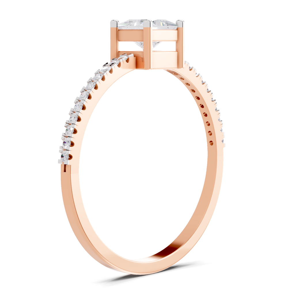 Sparkles Lab Grown Diamond 0.33 Princess Halo Grace Ring| 14K Rose Gold