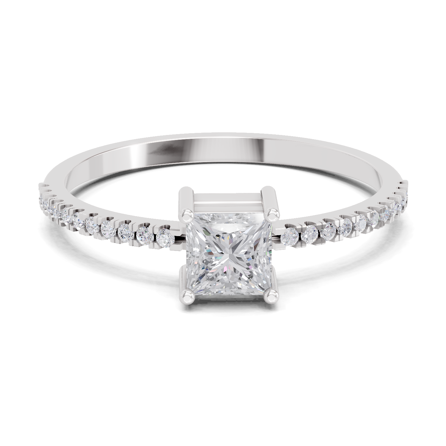 Sparkles Lab Grown Diamond 0.33 Princess Halo Grace Ring| 14K White Gold