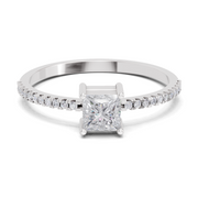 Sparkles Lab Grown Diamond 0.33 Princess Halo Grace Ring| 14K White Gold