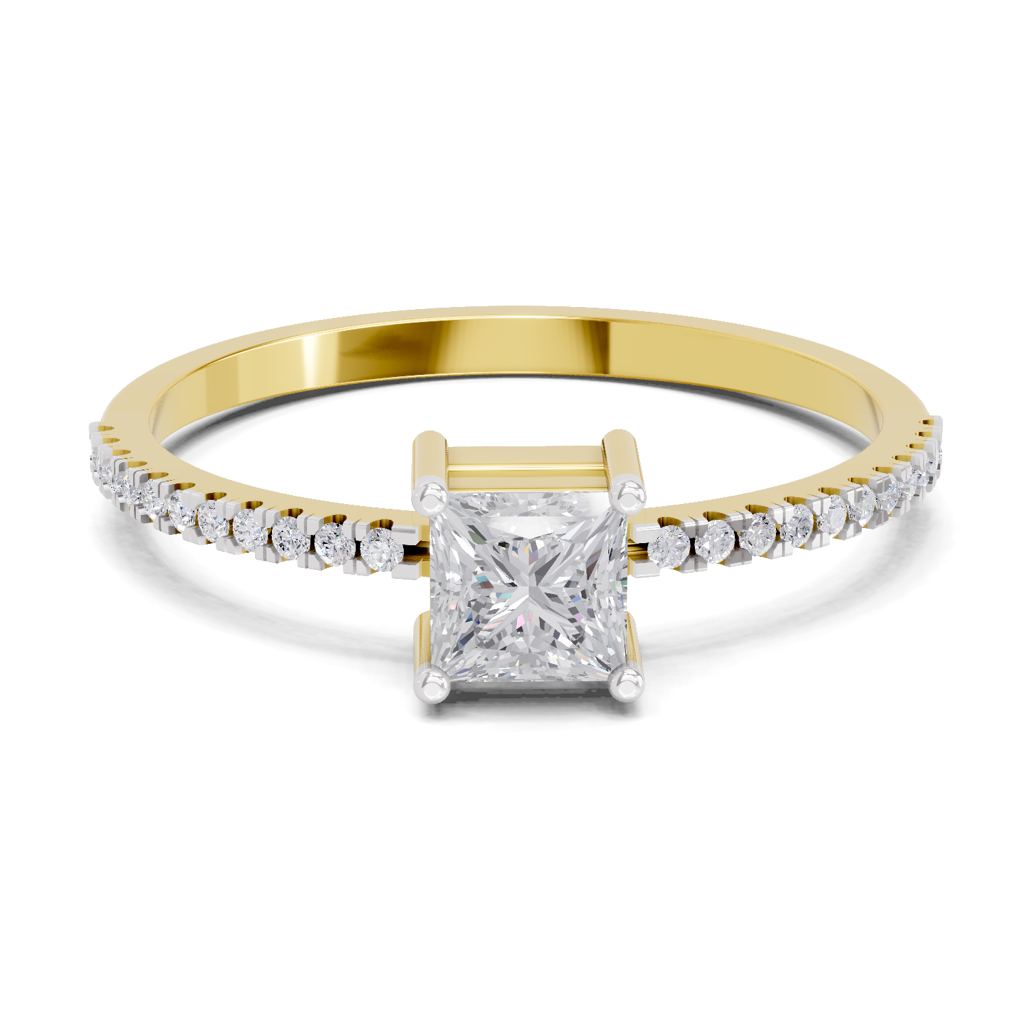Sparkles Lab Grown Diamond 0.33 Princess Halo Grace Ring| 14K Yellow Gold