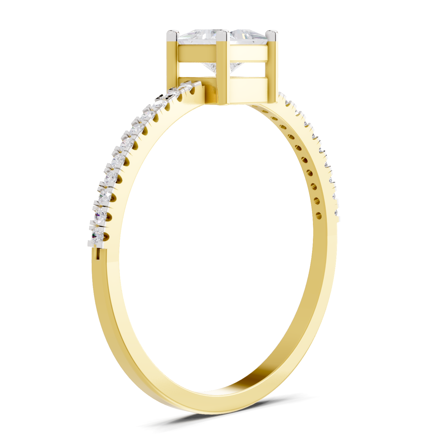 Sparkles Lab Grown Diamond 0.33 Princess Halo Grace Ring| 14K Yellow Gold