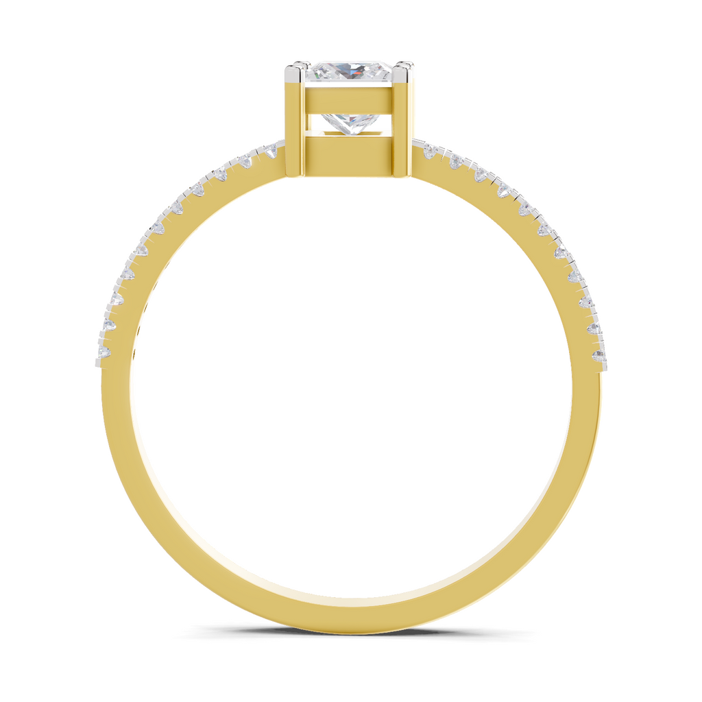 Sparkles Lab Grown Diamond 0.33 Princess Halo Grace Ring| 14K Yellow Gold