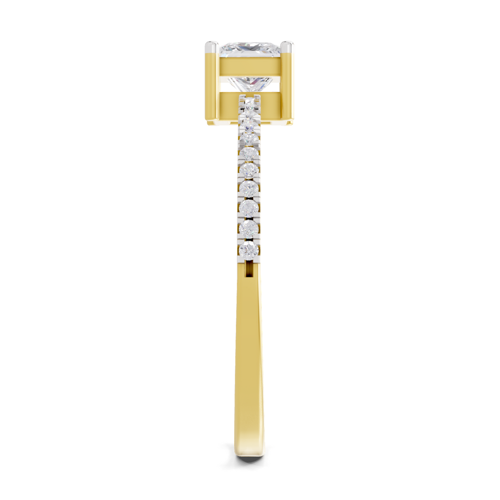 Sparkles Lab Grown Diamond 0.33 Princess Halo Grace Ring| 14K Yellow Gold