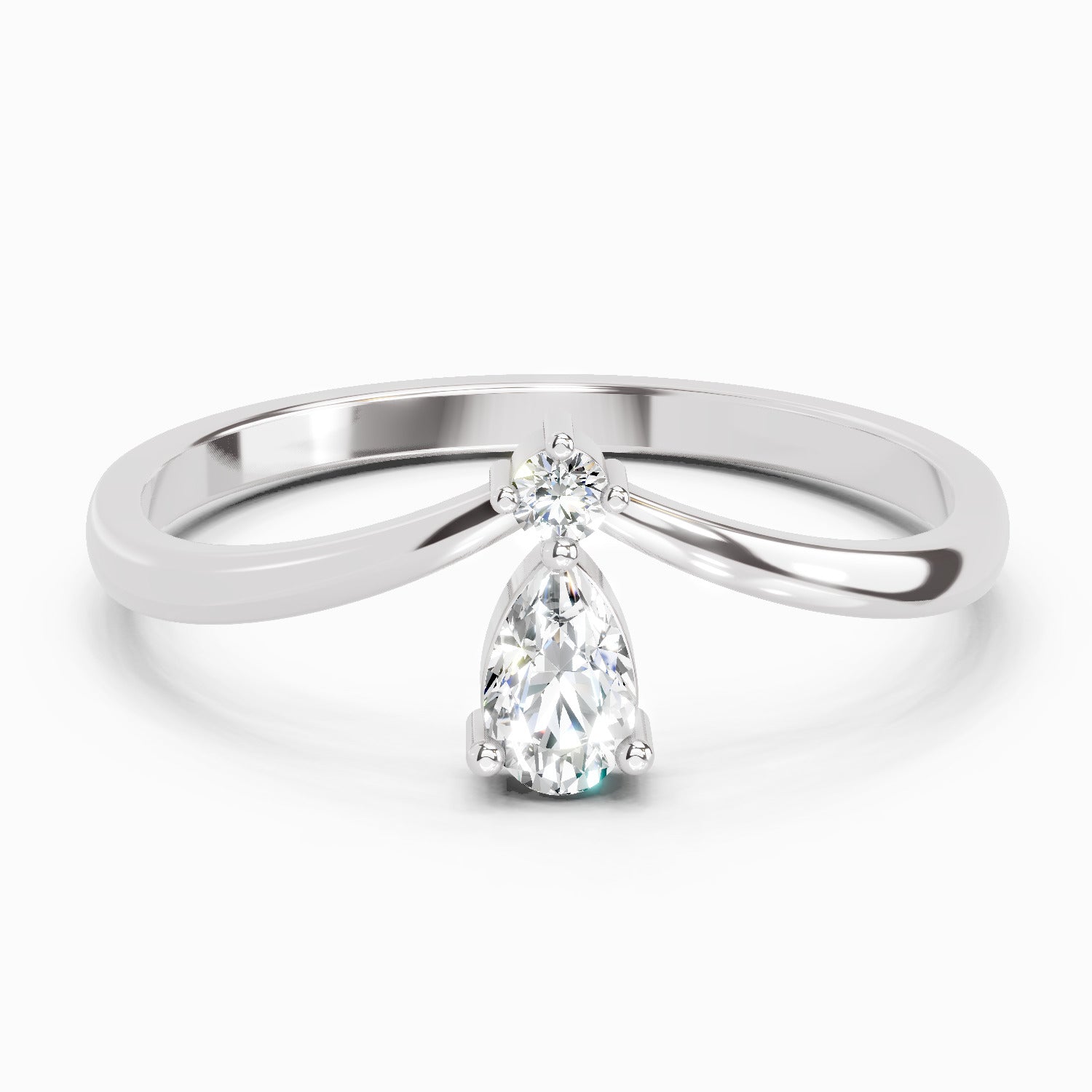 Sparkles Lab Grown Diamond 0.23 Carat Pear Shape Ring| 14K White Gold
