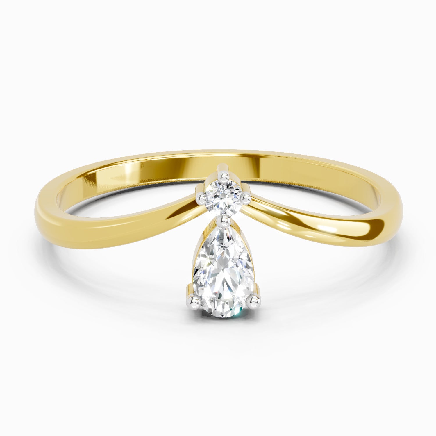 Sparkles Lab Grown Diamond 0.23 Carat Pear Shape Ring| 14K Yellow Gold