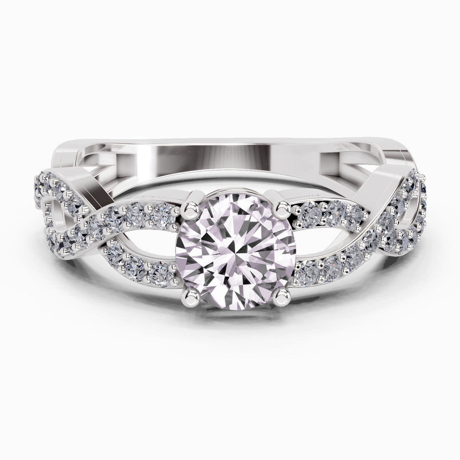 0.39 Ct Round Shape infinity Diamond Engagement Ring | 14K White Gold