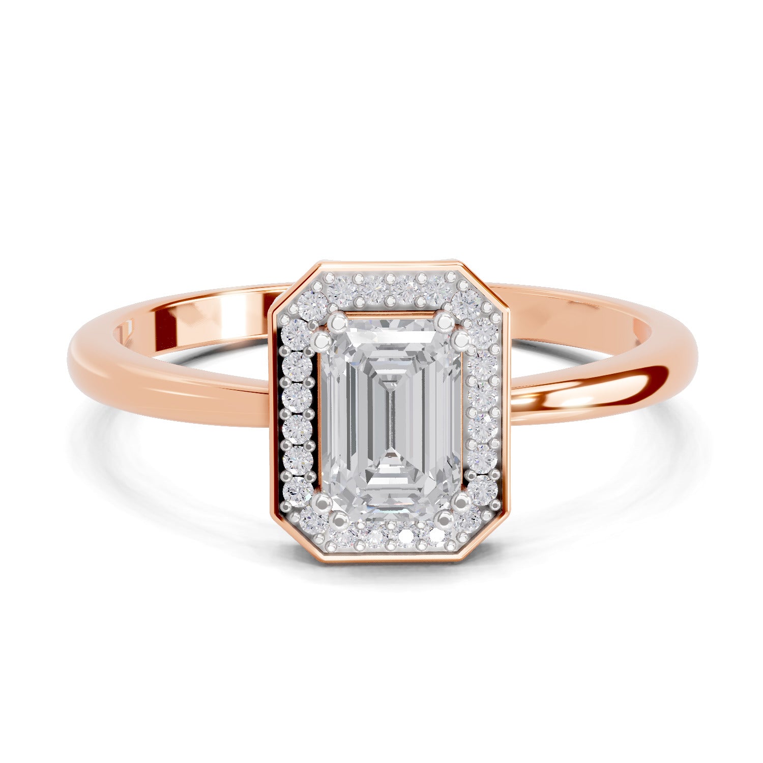 0.68 Carat Emerald Cut Engagement Ring | 14K Rose Gold