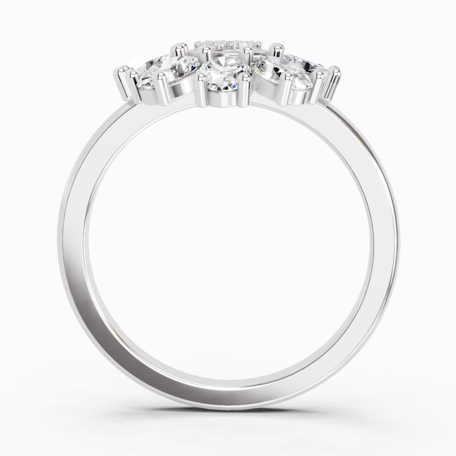 1.63 Carat Daisy Royale Promise  Engagement Ring | 14K White Gold