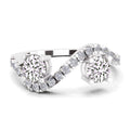 0.67 Ct Swirl Two Stone Diamond Engagement Ring | 14K White Gold