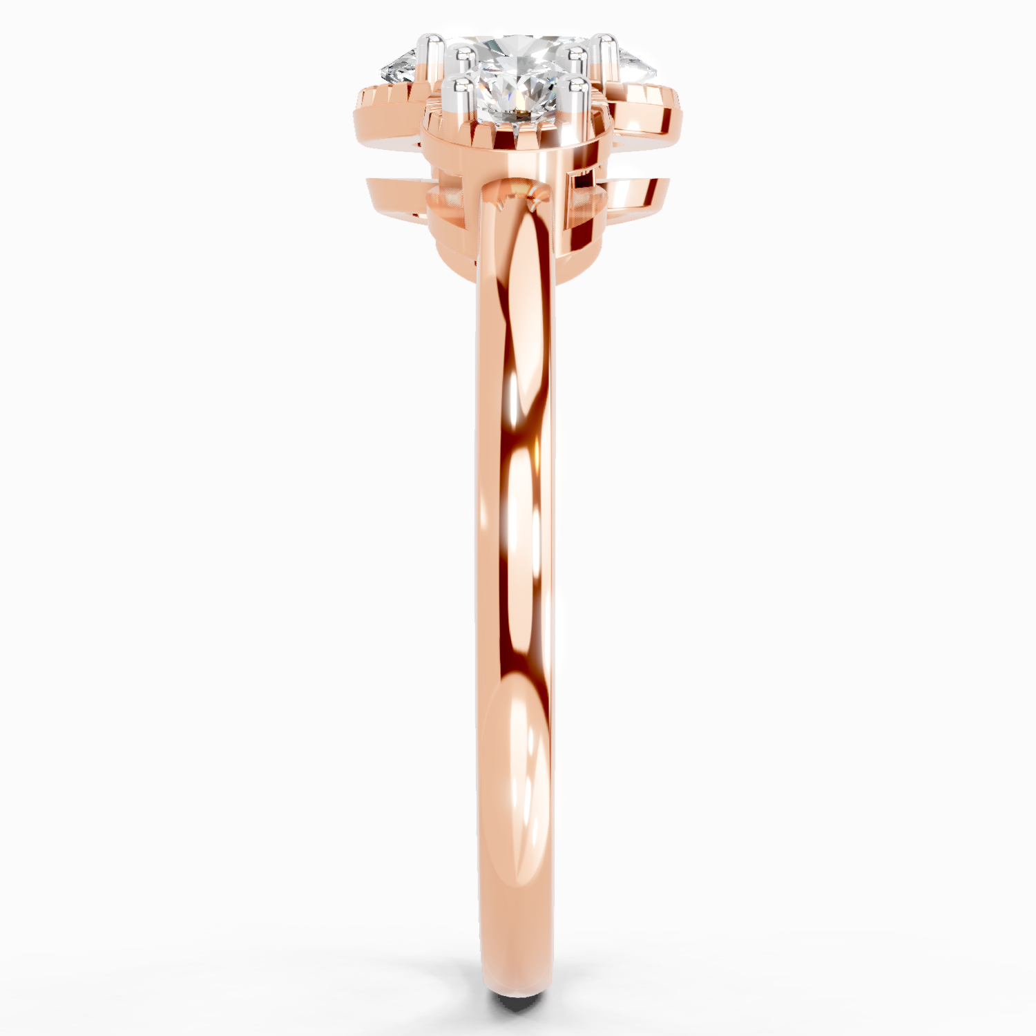 0.88 Carat Nova Trinity Promise  Engagement Ring | 14K Rose Gold
