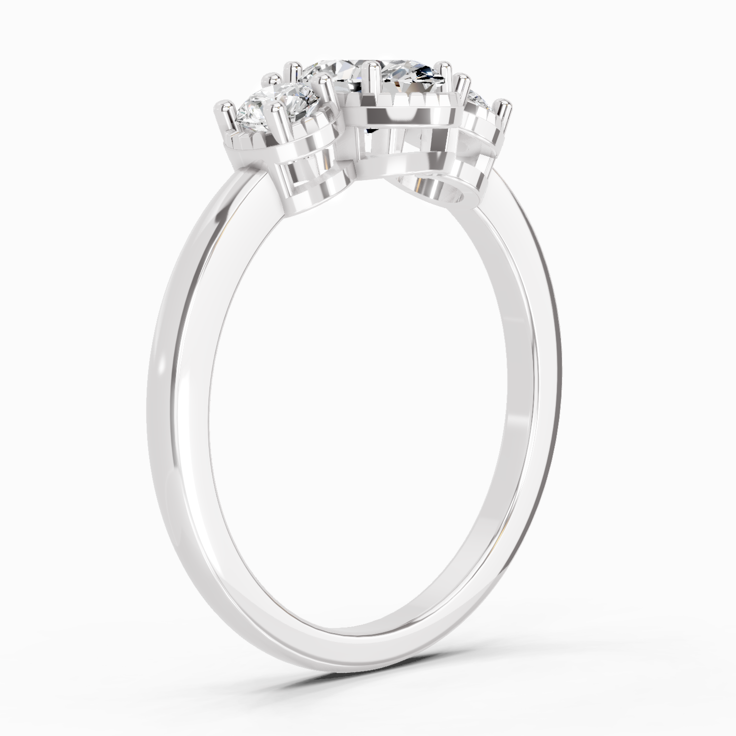 0.88 Carat Nova Trinity Promise  Engagement Ring | 14K White Gold