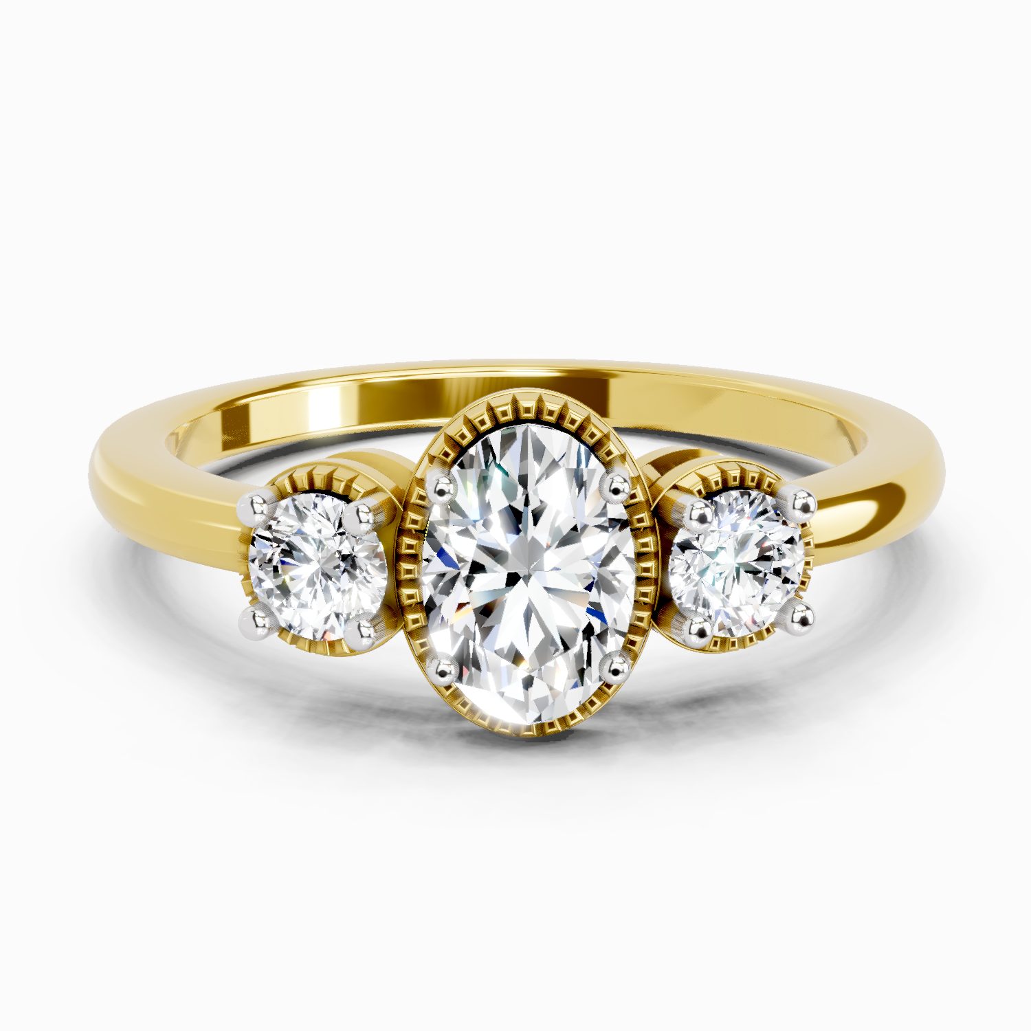 0.88 Carat Nova Trinity Promise  Engagement Ring | 14K Yellow Gold