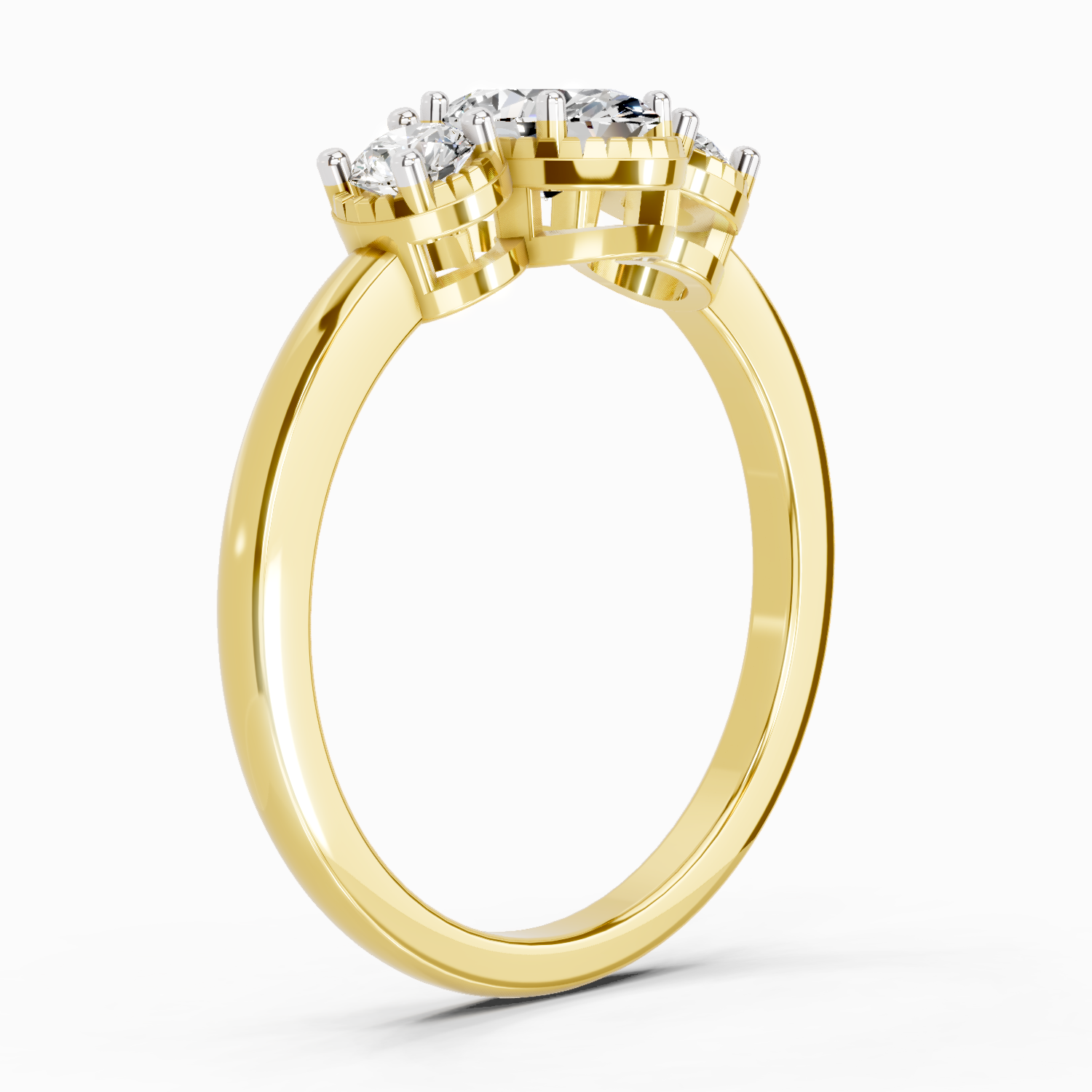 0.88 Carat Nova Trinity Promise  Engagement Ring | 14K Yellow Gold