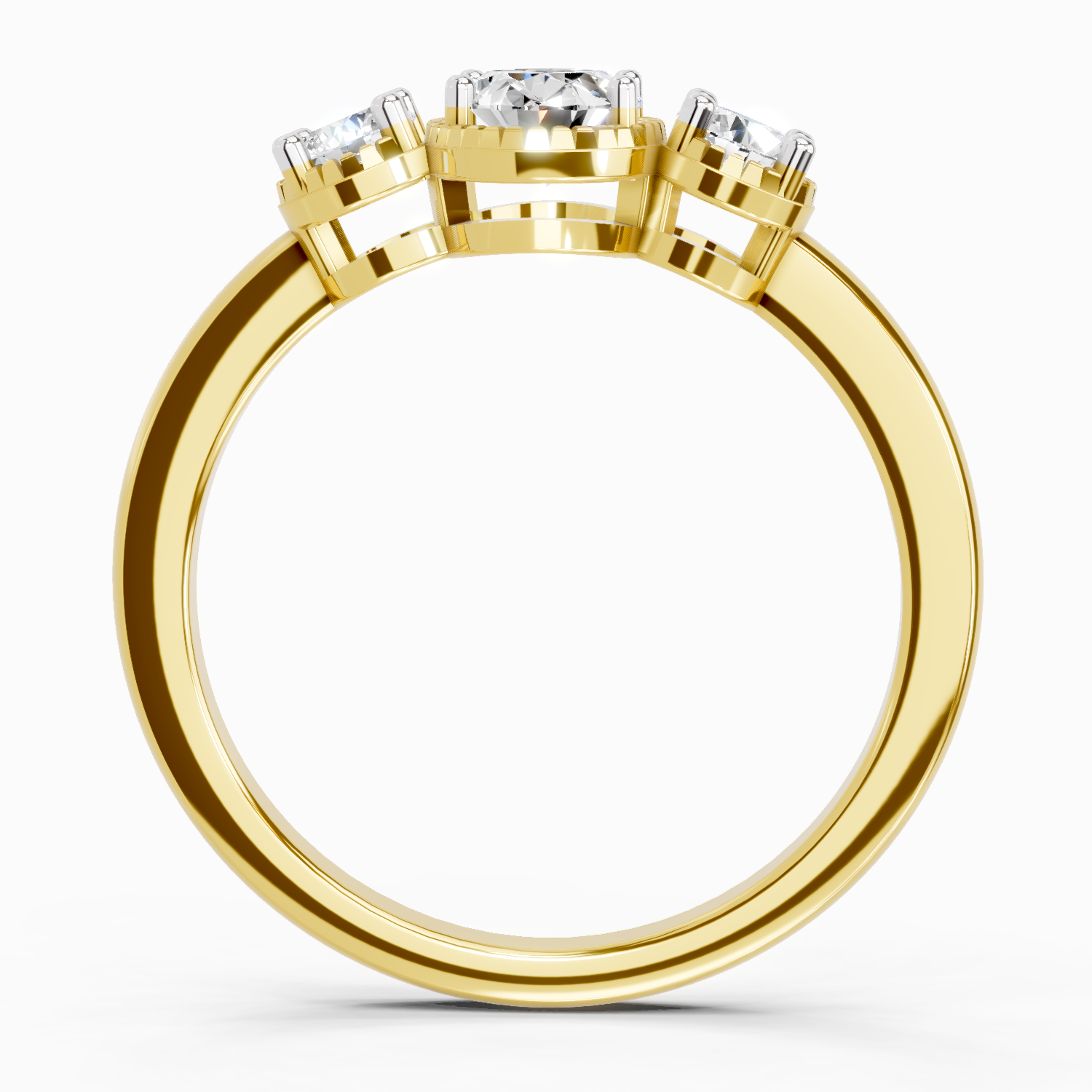 0.88 Carat Nova Trinity Promise  Engagement Ring | 14K Yellow Gold