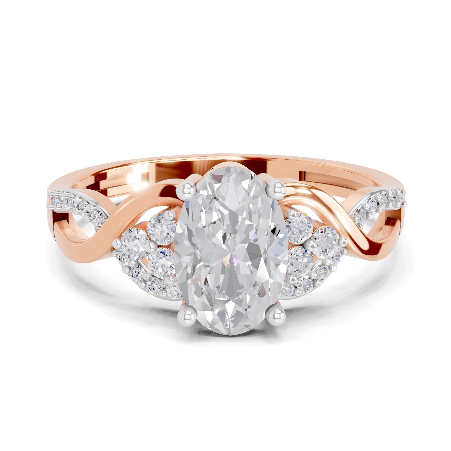 2.19 Carat Oval Shape Swirl Engagement Ring | 14K Rose Gold