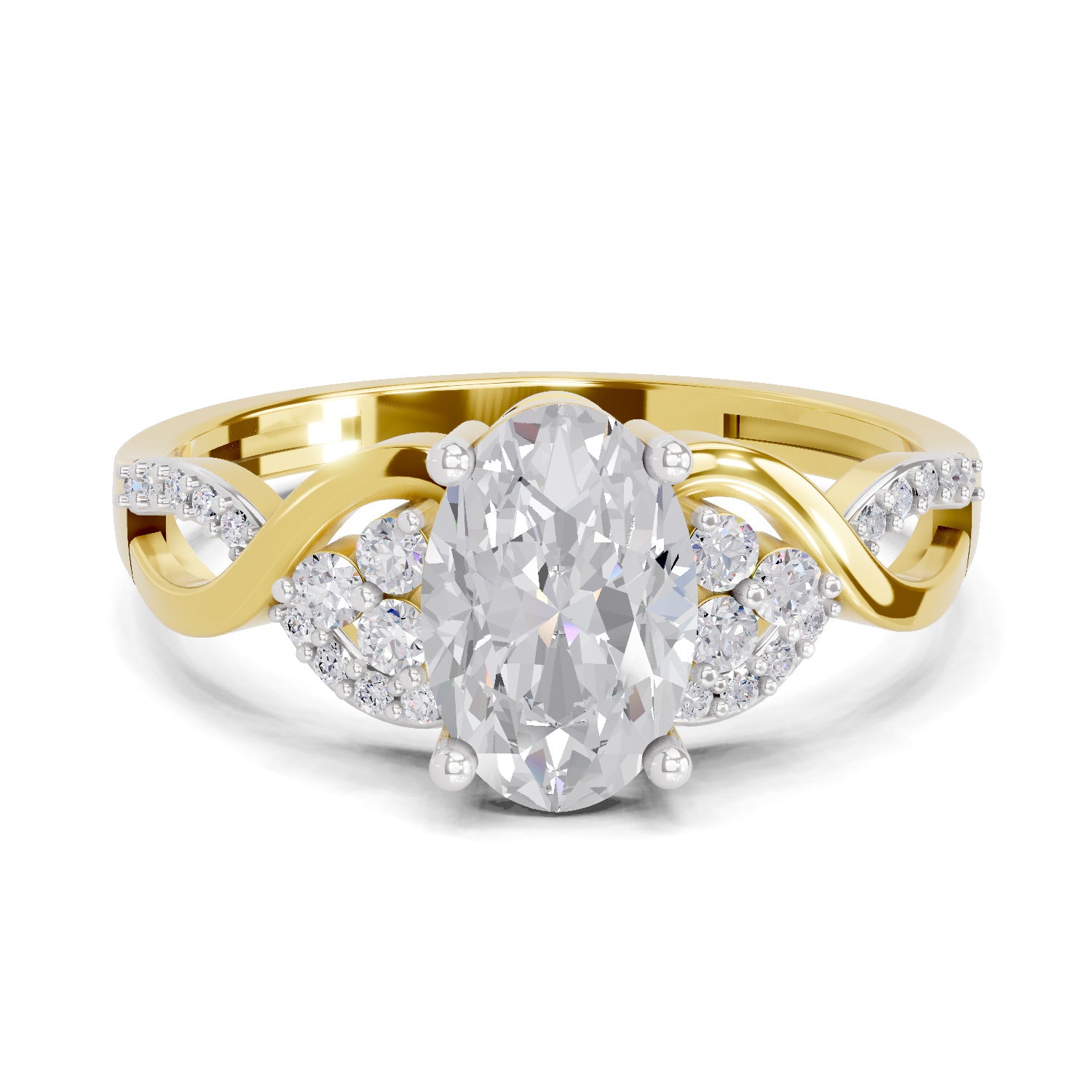 2.19 Carat Oval Shape Swirl Engagement Ring | 14K Yellow Gold