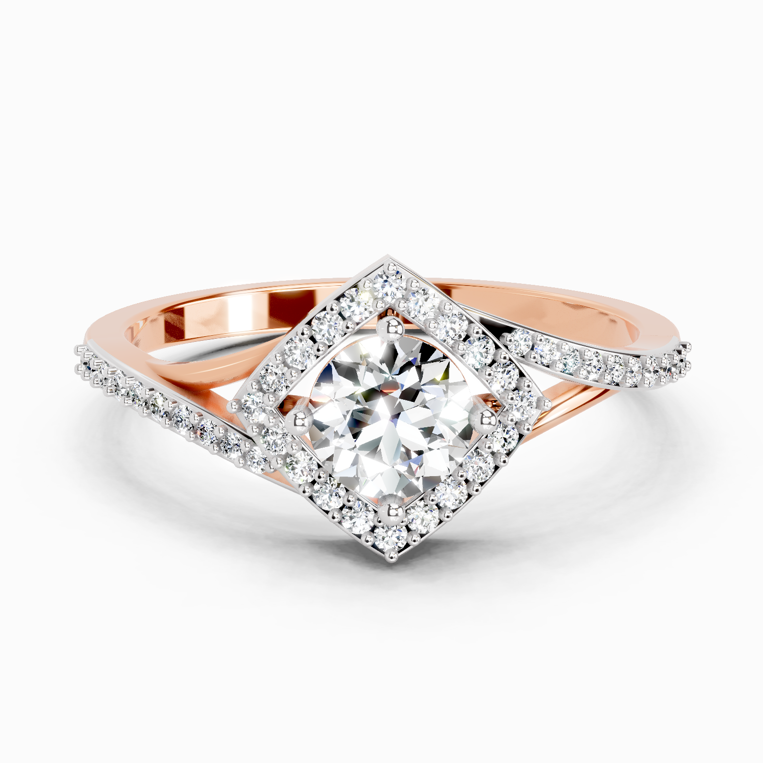 0.67 Ct Round Shape Diamond Engagement Ring | 14K Rose Gold