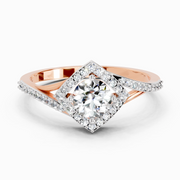 0.67 Ct Round Shape Diamond Engagement Ring | 14K Rose Gold