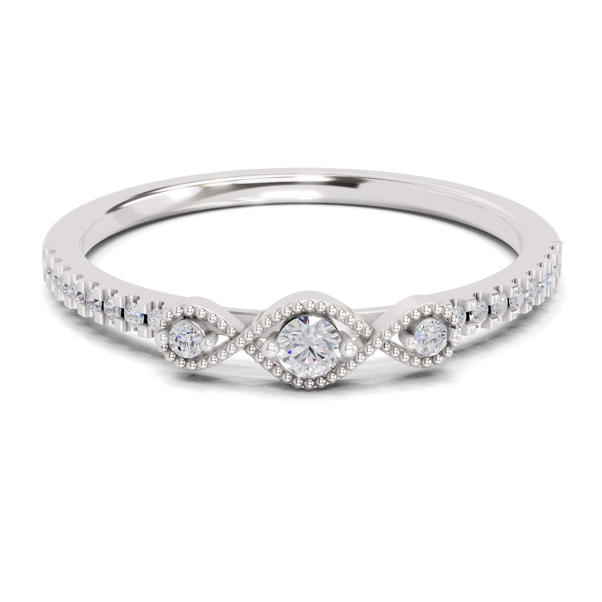 0.16 Carat Cushion Engagement Ring | 14K White Gold