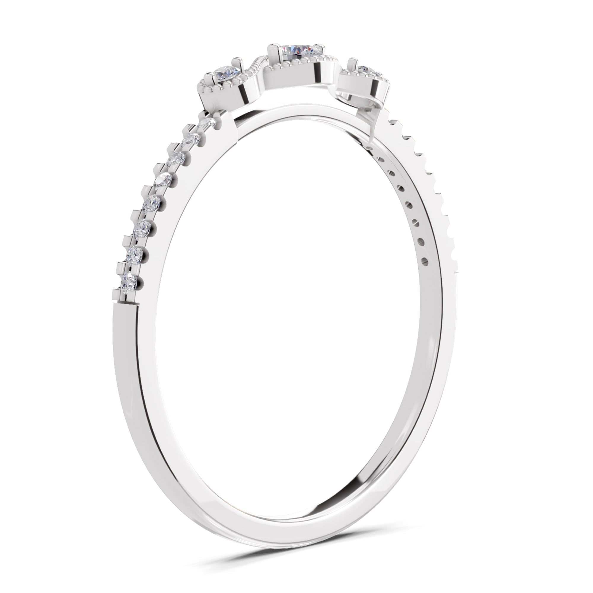 0.16 Carat Cushion Engagement Ring | 14K White Gold