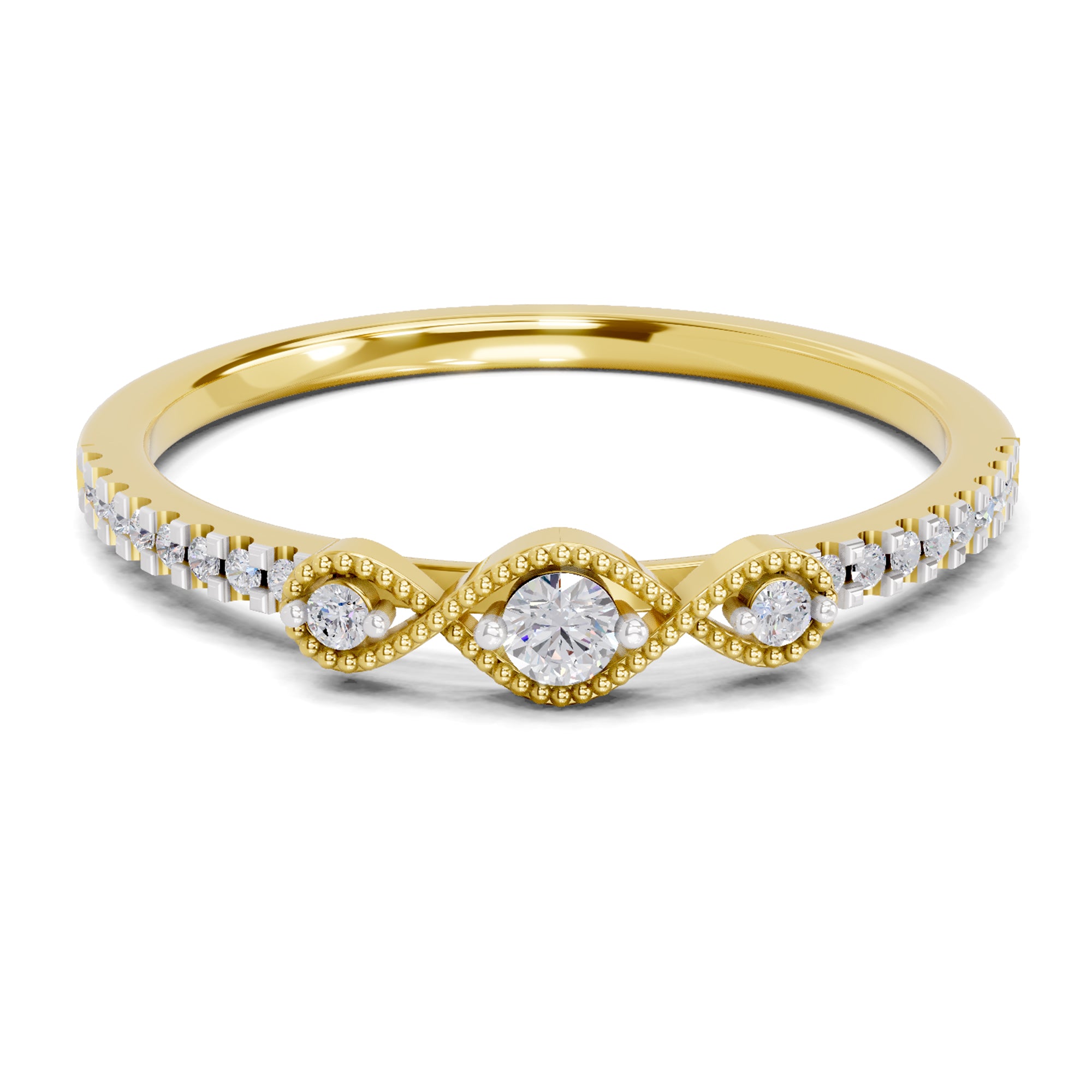 0.16 Carat Cushion Engagement Ring | 14K Yellow Gold