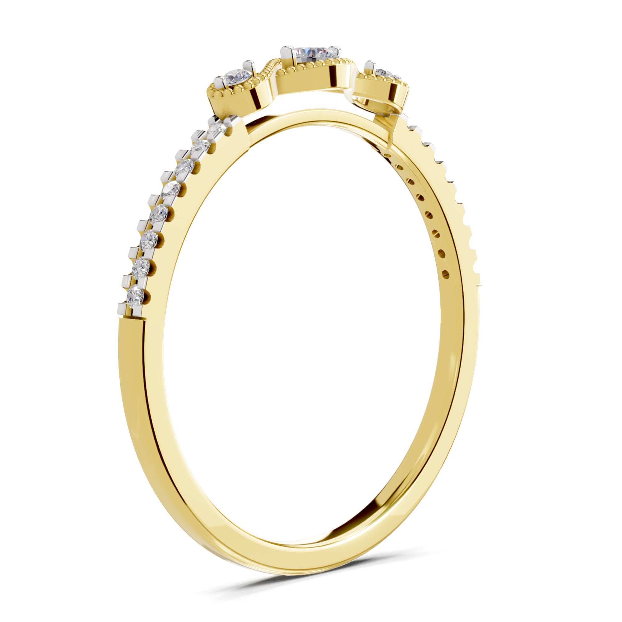 0.16 Carat Cushion Engagement Ring | 14K Yellow Gold