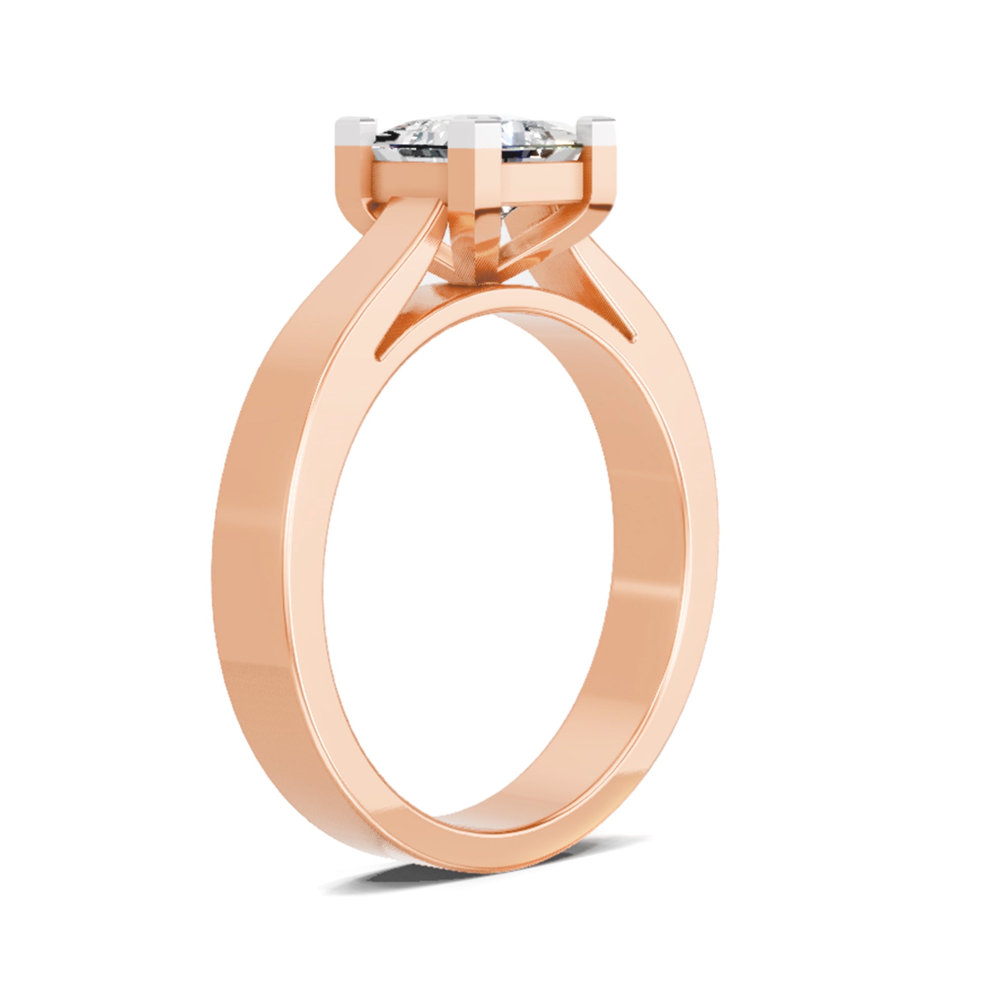0.85 Ct Princess Cut Solitaire Ring  14K Rose Gold