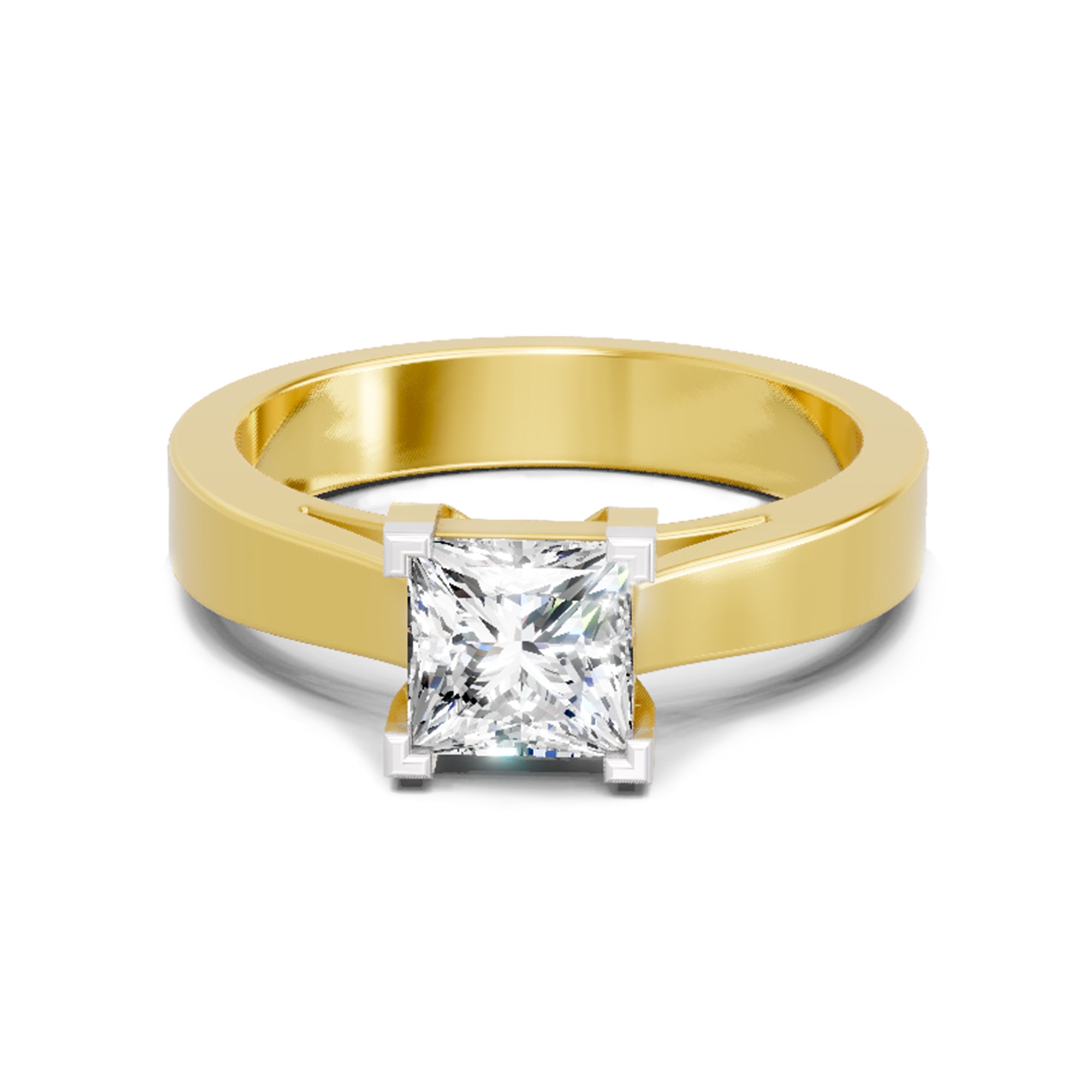 0.85 Ct Princess Cut Solitaire Ring  14K Yellow Gold