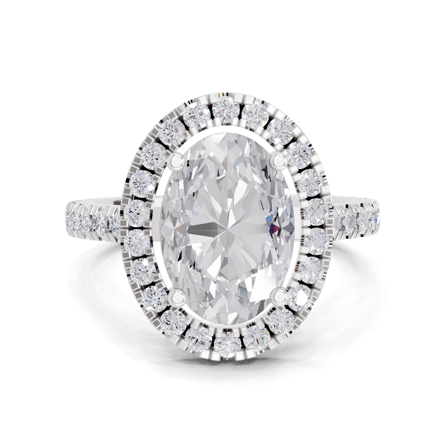 3.39 Carat Classic Oval Shape Halo Engagement Ring | 14K White Gold