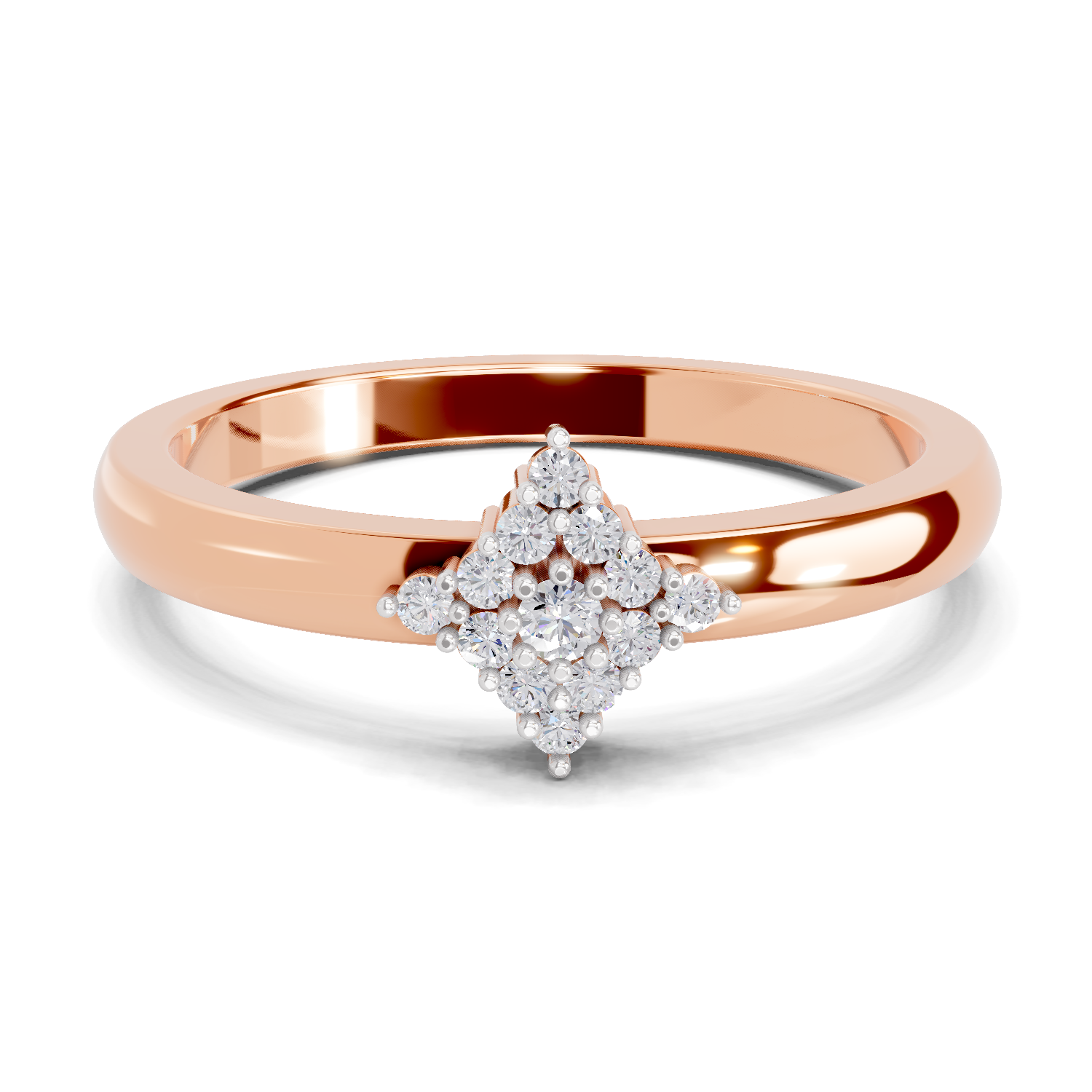 0.12 Carat Diamond Kite Cluster Promise Engagement Ring | 14K Rose Gold