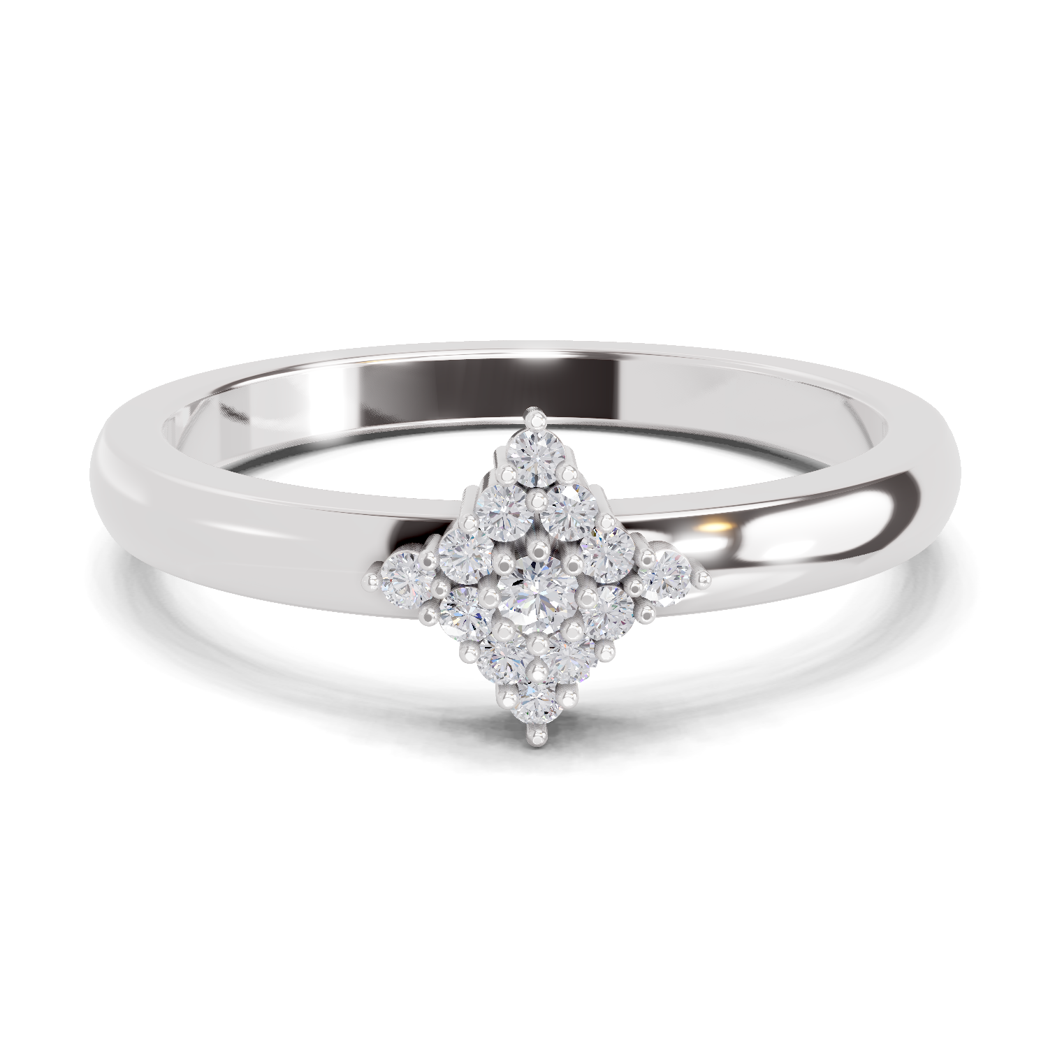 0.12 Carat Diamond Kite Cluster Promise Engagement Ring | 14K White Gold