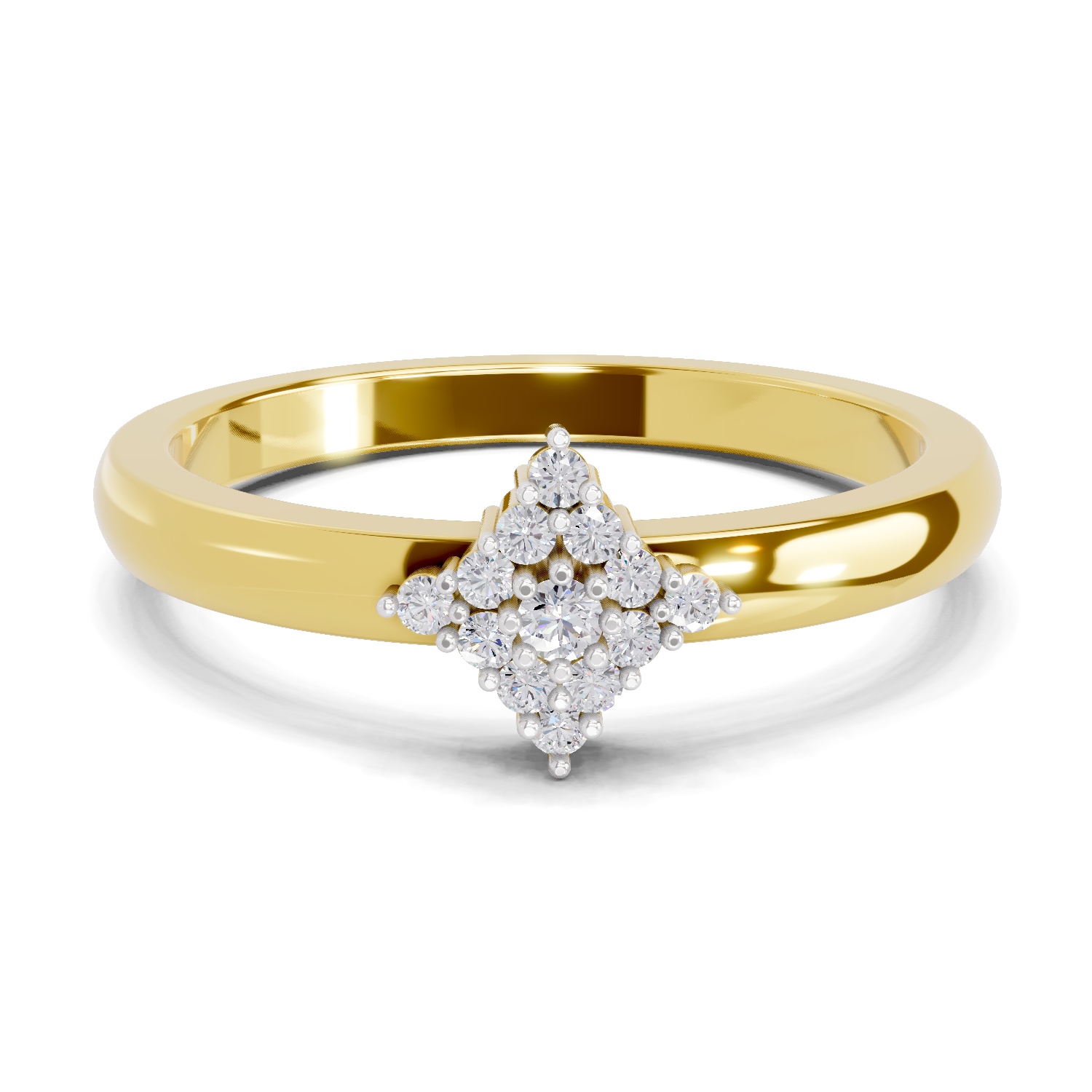 0.12 Carat Diamond Kite Cluster Promise Engagement Ring | 14K Yellow Gold